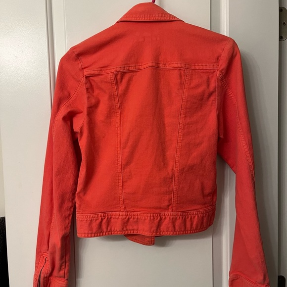 Studio F Neon Orange-Pink Jeanish Jacket Columbia Size 10 - Picture 3 of 13